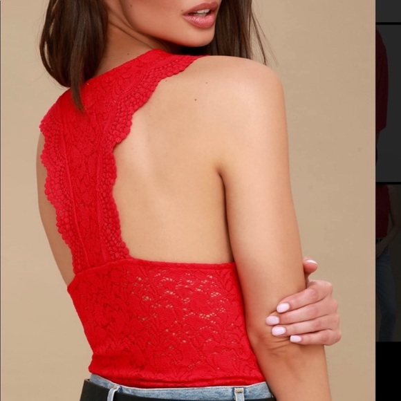 Free People Intimately Sure Lace Tank Red Size Medium - Picture 2 of 6